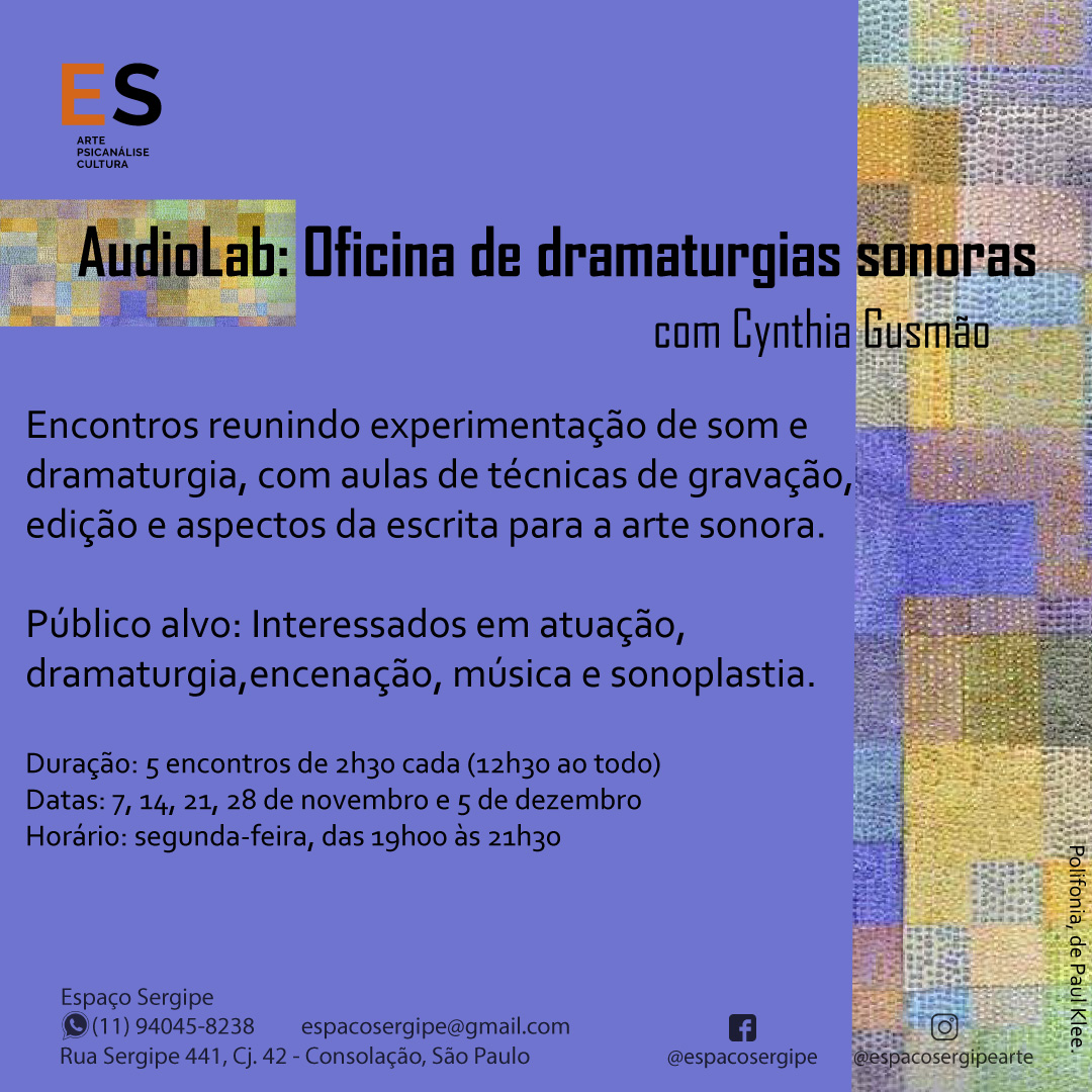 AudioLab: Oficina de dramaturgias sonoras com Cynthia Gusmão